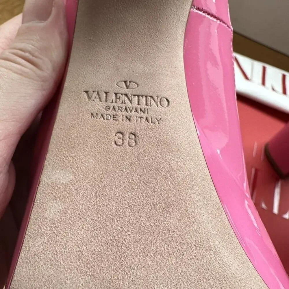 nwob Valentino Tan-Go Barbie Pink Patent Leather Platform Pumps size IT 38 US 8